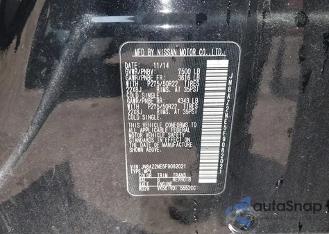 2015 Infiniti Qx80 from USA, damaged, VIN JN8AZ2NE5F9082021